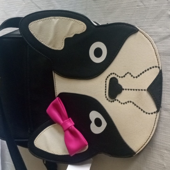 BETSEY JOHNSON LUV CROSSBODY BAG FRENCHIE FRENCH BULL TERRIER  w BOW MINI BAG - Picture 9 of 17